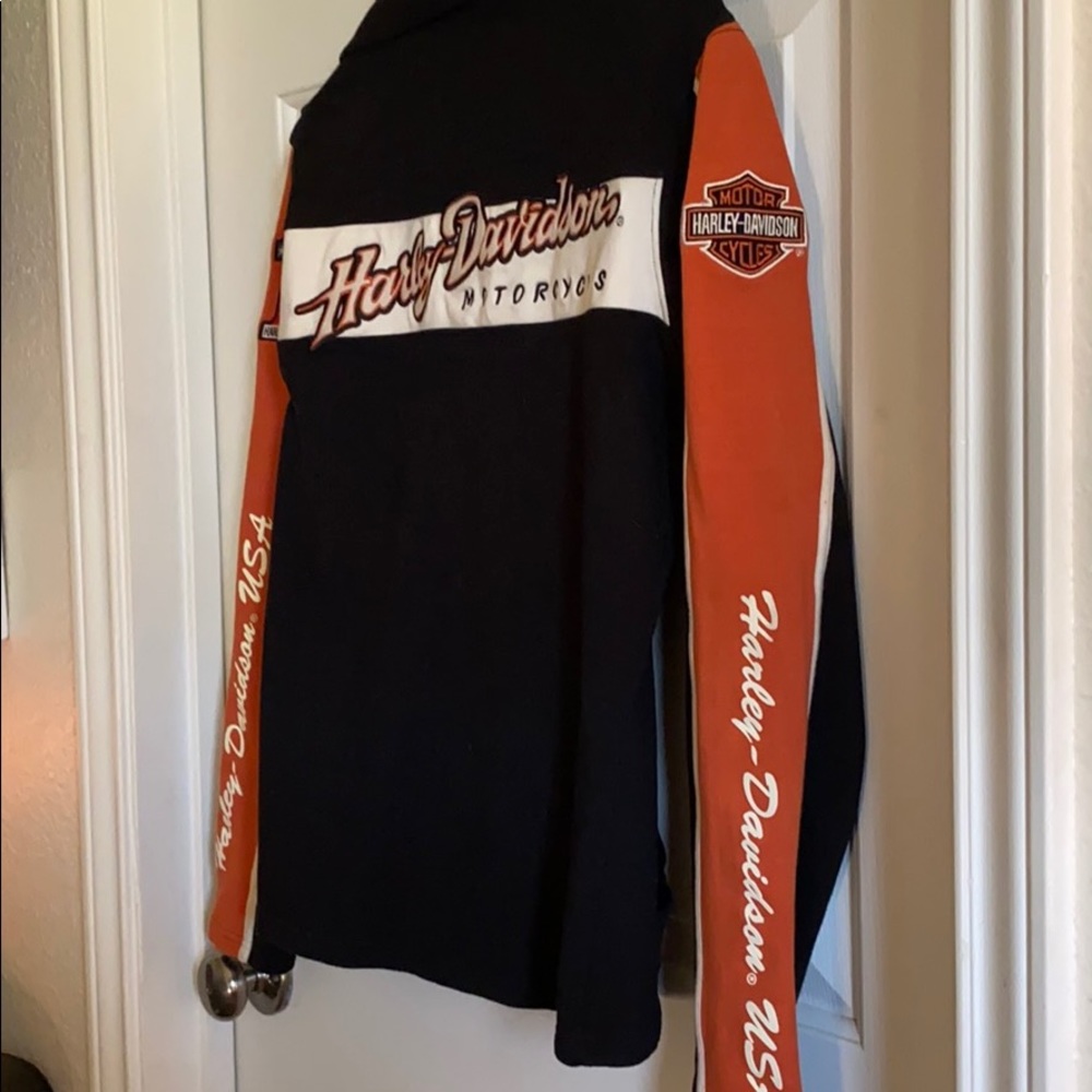 Harley-Davidson Black & Orange Women's Jacket with White Logo - Picture 2 of 8